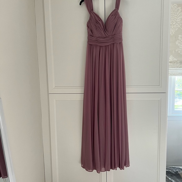 NWOT Kleinfeld Cold-Shoulder Chiffon Mauve Gown, Size 4 - Picture 11 of 11